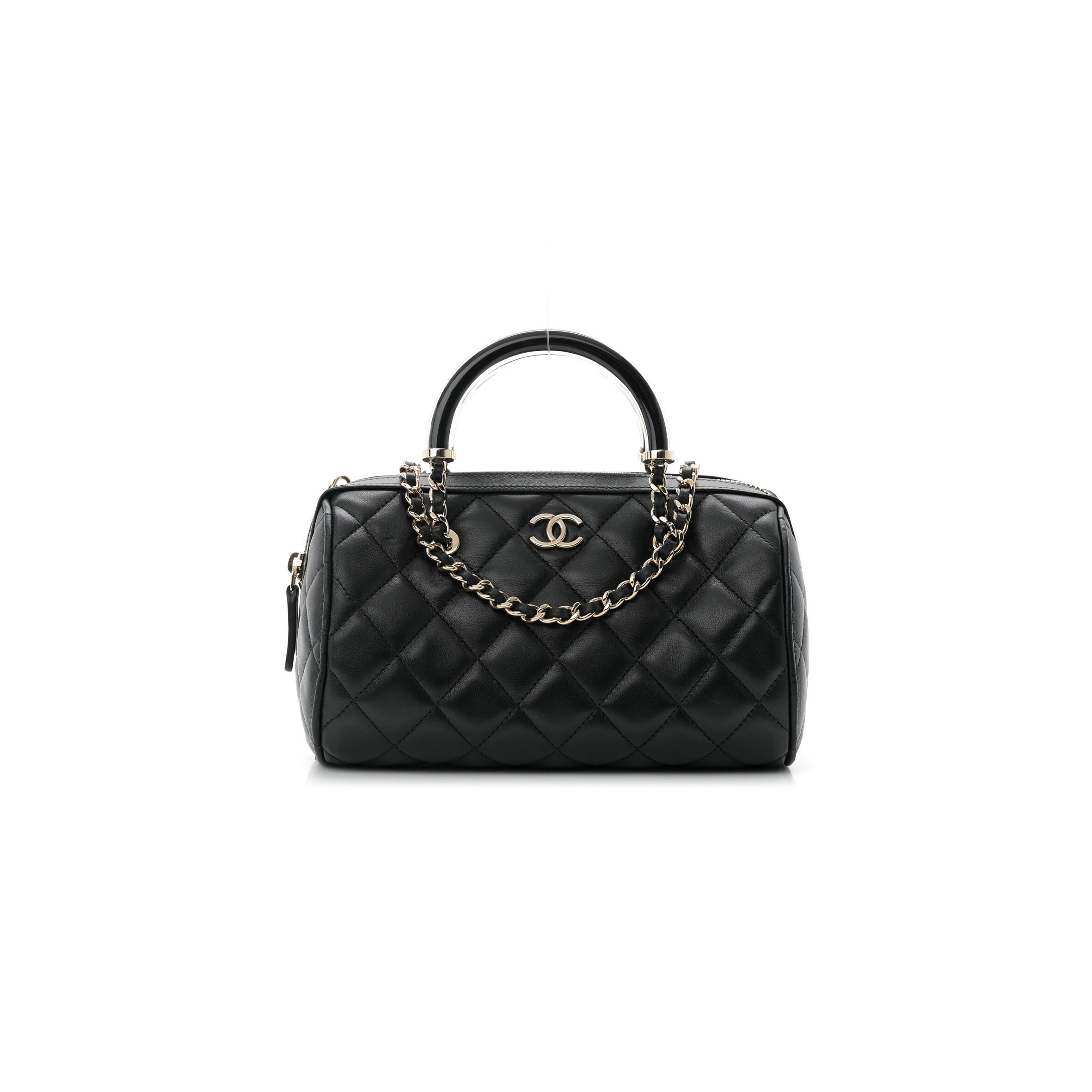 CHANEL MASTER LAMBSKIN QUILTED MINI BOWLING BAG BLACK AP4411 (18.5*11.4*4cm)